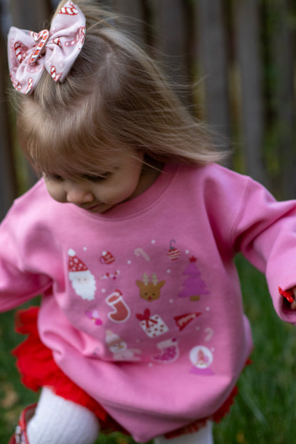 Xmas Scatter Pink  | Kids Christmas Sweatshirt