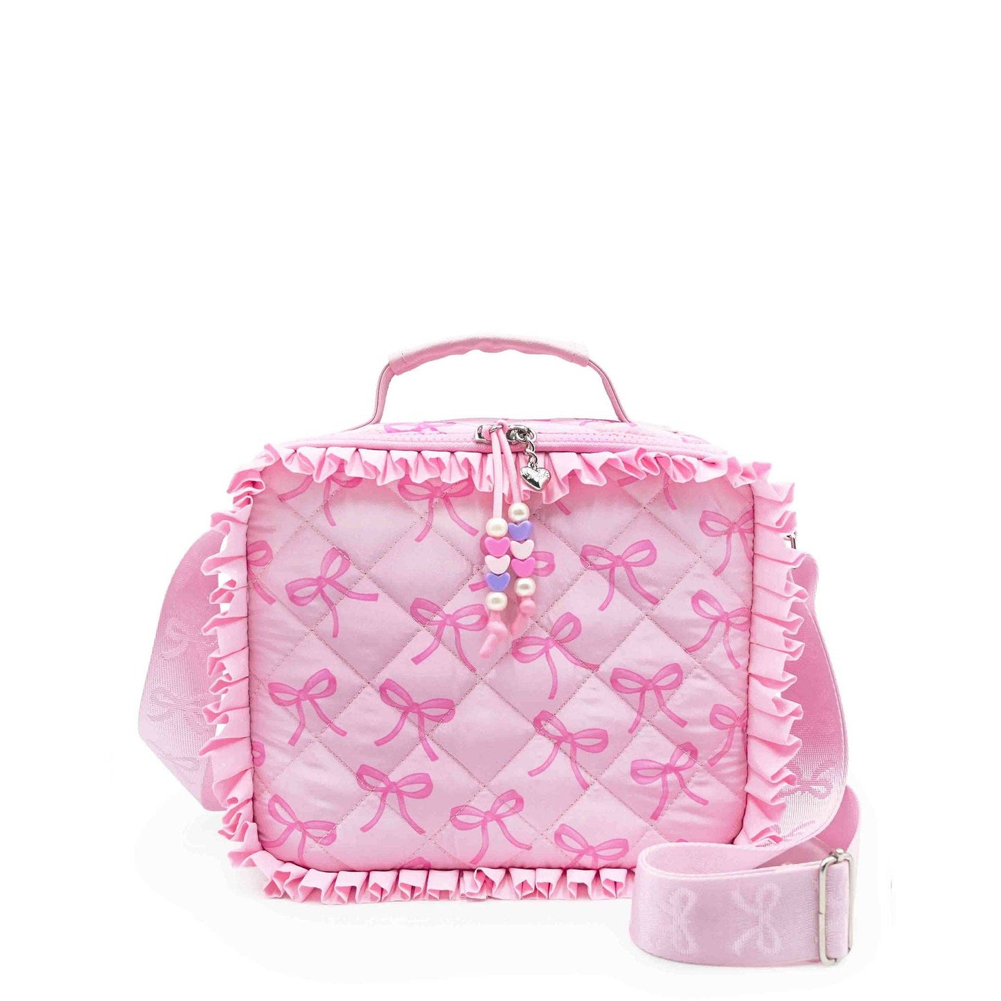 Bow Printed Ruffle Quilted Lunch Bag