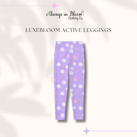 LuxeBloom Legging - Purple Daisies