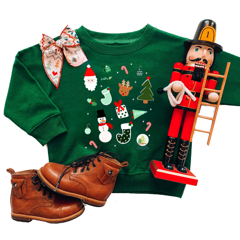 Xmas Scatter Green | Kids Christmas Sweatshirt