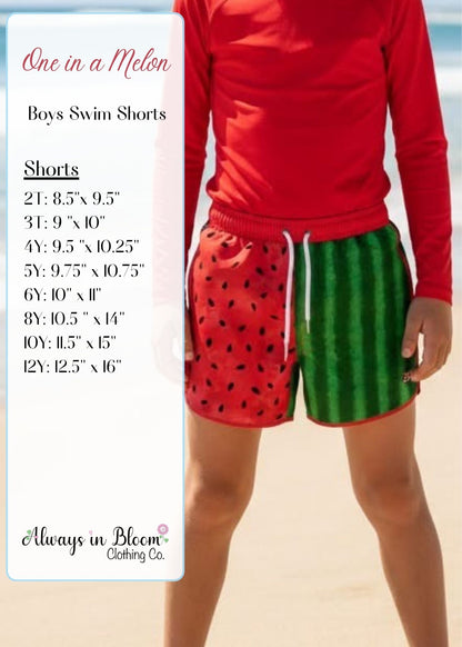 Boys Swim Shorts - One in a Melon