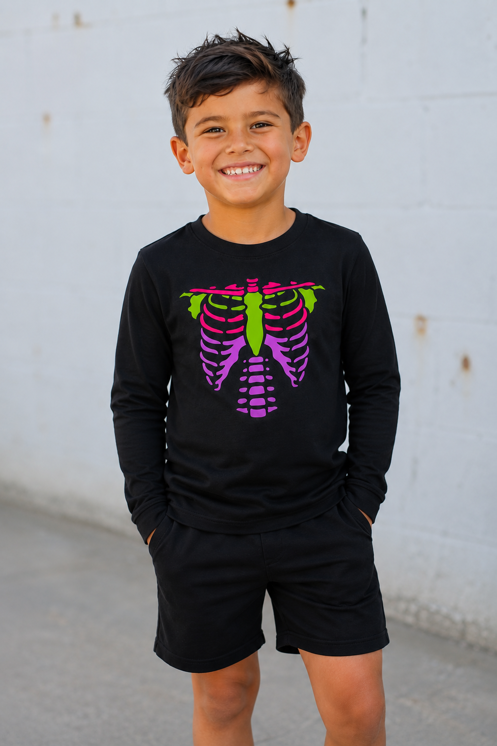 Neon Skeleton Long Sleeve Tee
