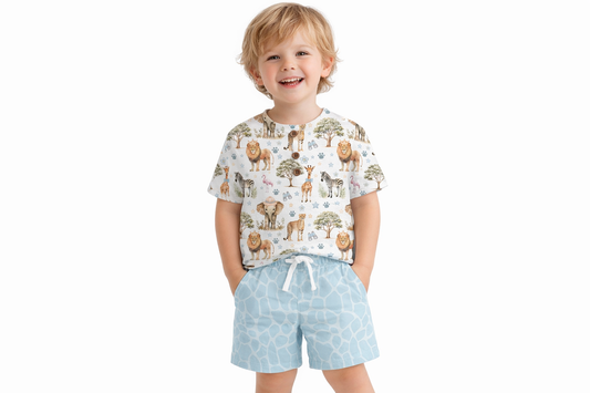 Boys 2 Piece Benny Set - Blue Safari