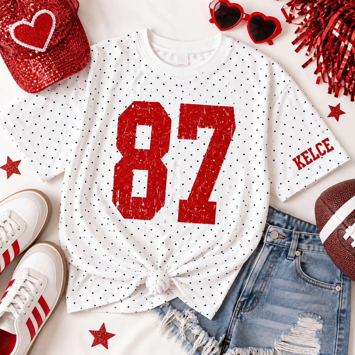 Women's Graphic Tee - Varsity Polka Dot - 87
