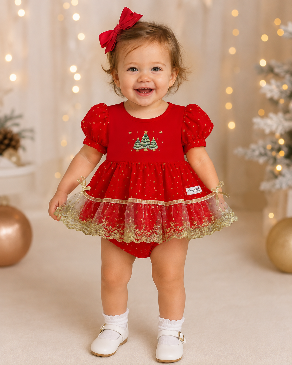 Sparkle & Bright Luxe Holiday Skirted Romper