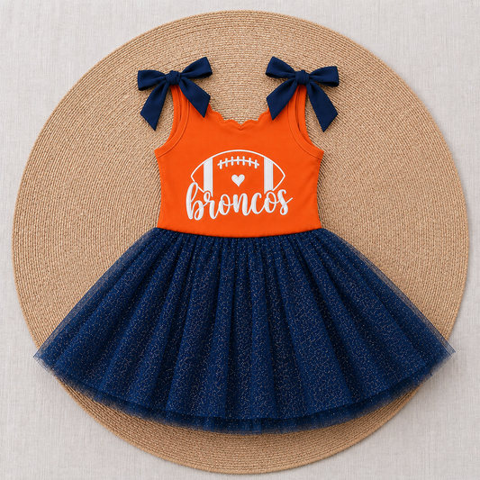 Game Day Glam Twirl Dress  - Broncos