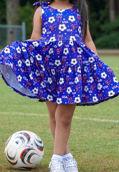 Play All Day Athleisure Dress Set - Red, White & Goal