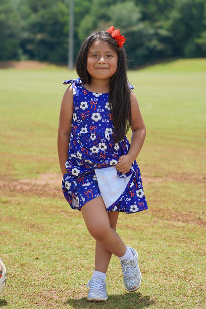 Play All Day Athleisure Dress Set - Red, White & Goal