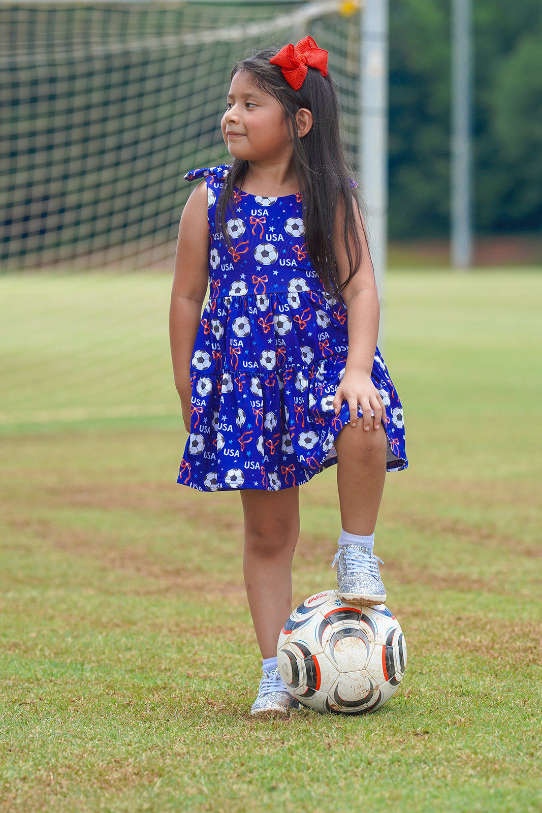 Play All Day Athleisure Dress Set - Red, White & Goal