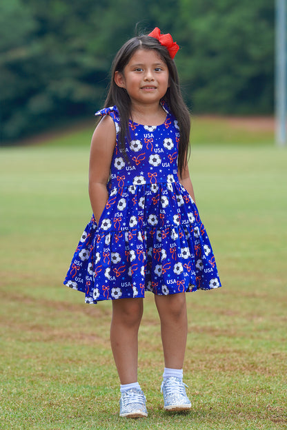 Play All Day Athleisure Dress Set - Red, White & Goal