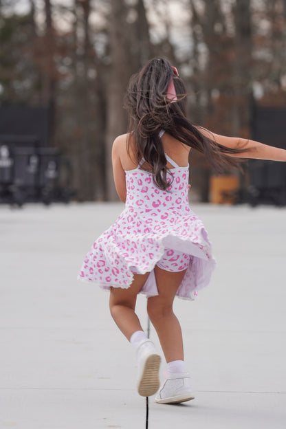 Molly Athleisure Dress -Pink Leopard
