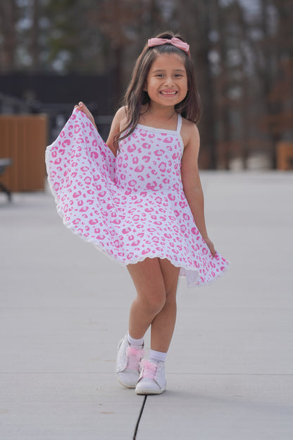 Molly Athleisure Dress -Pink Leopard