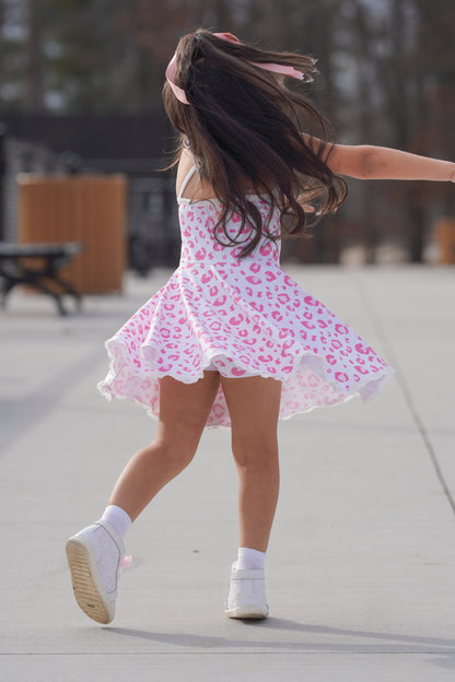 Molly Athleisure Dress -Pink Leopard