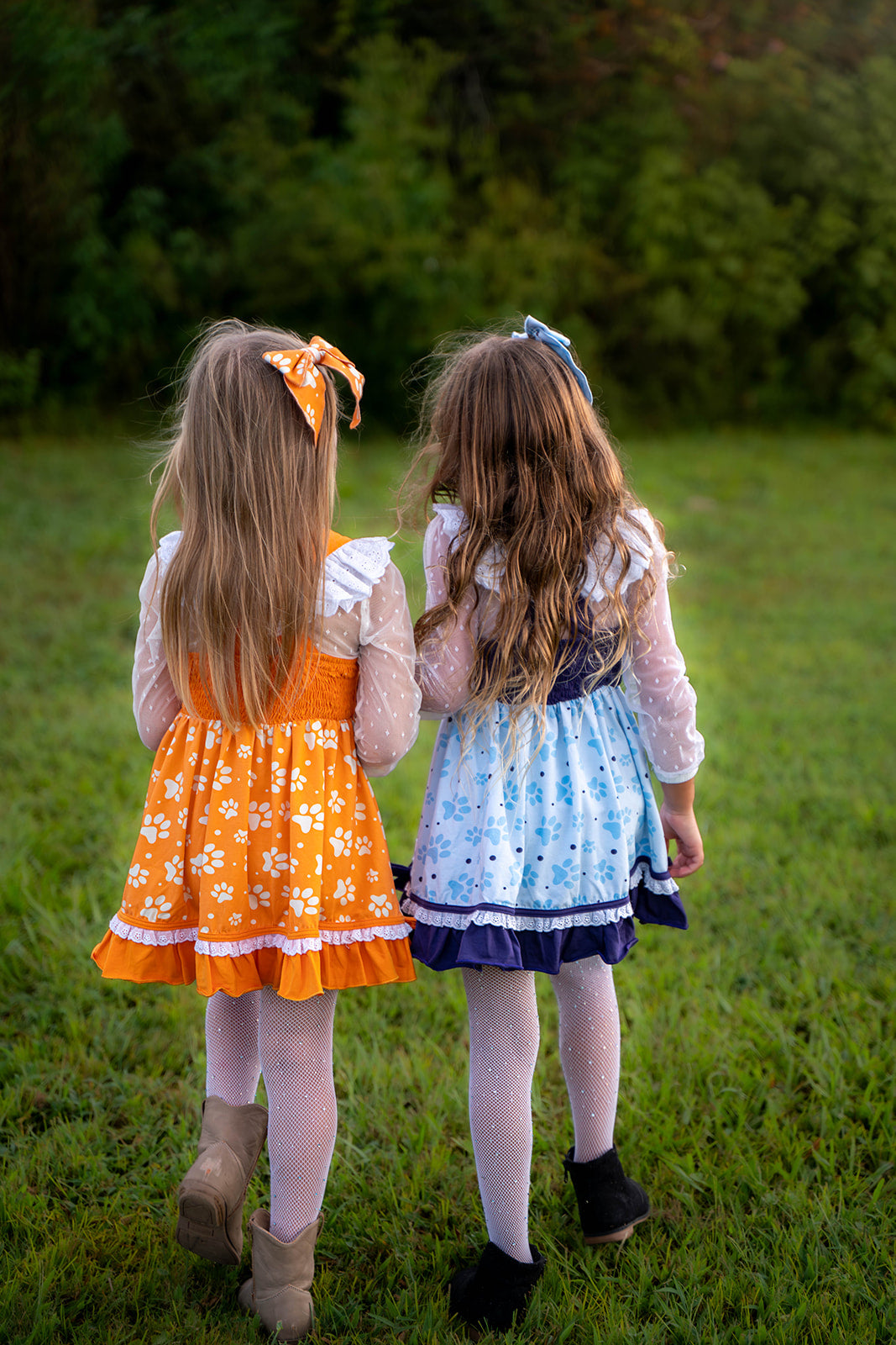 Lena Dress Set -Pup Friends Orange - Sizes 2,3,8