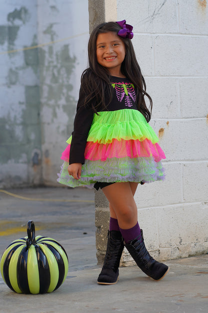 Neon Bones Ruffle Dress Set