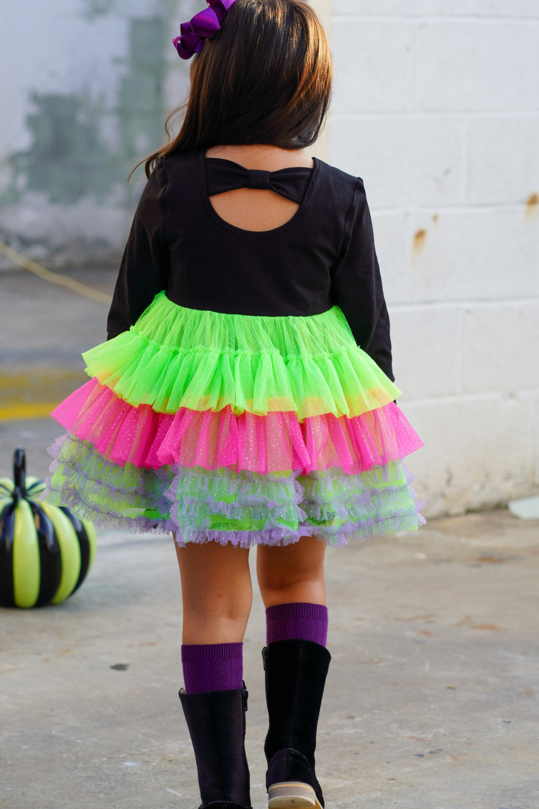 Neon Bones Ruffle Dress Set