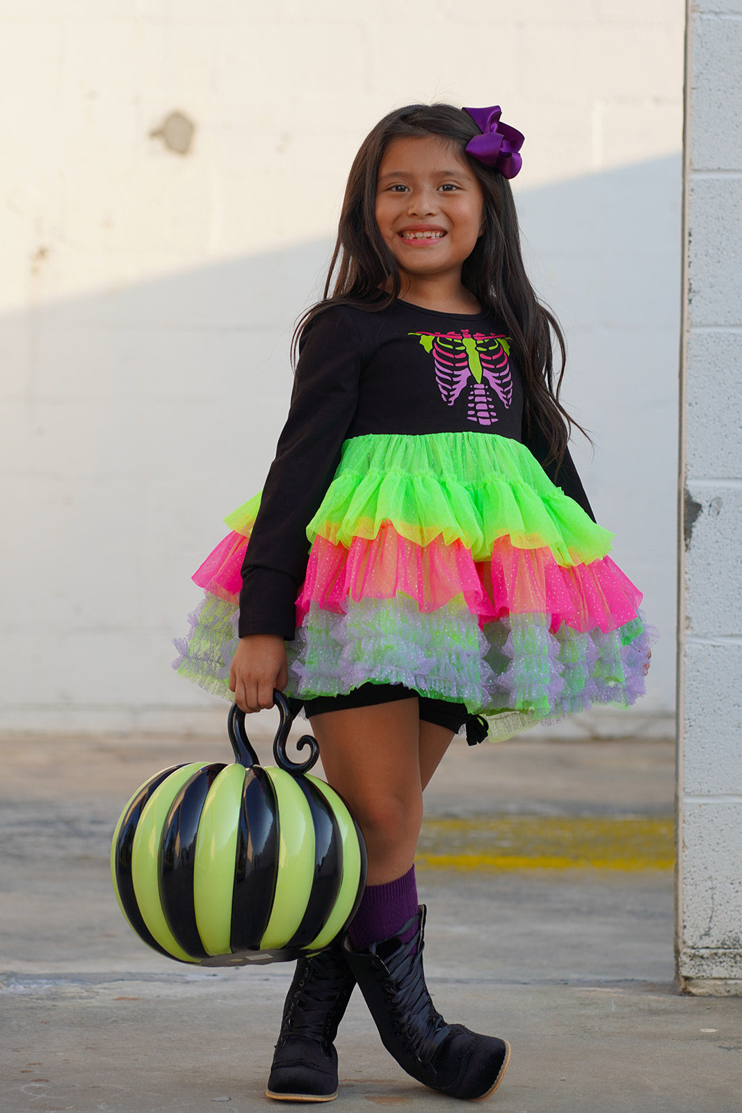 Neon Bones Ruffle Dress Set