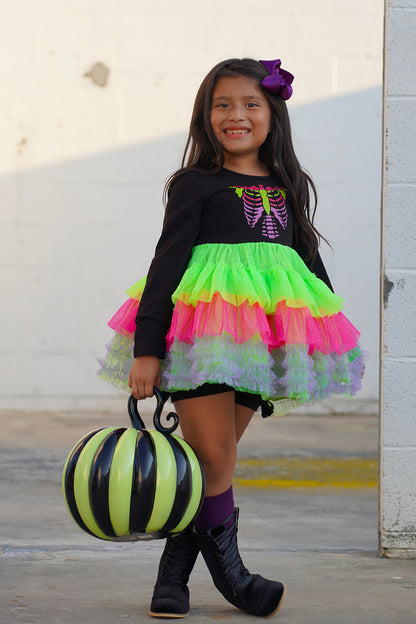 Neon Bones Ruffle Dress Set
