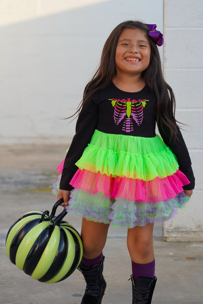 Neon Bones Ruffle Dress Set