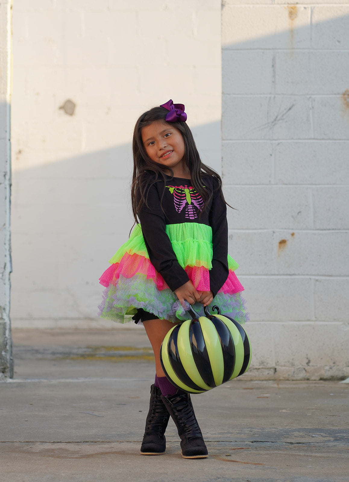 Neon Bones Ruffle Dress Set