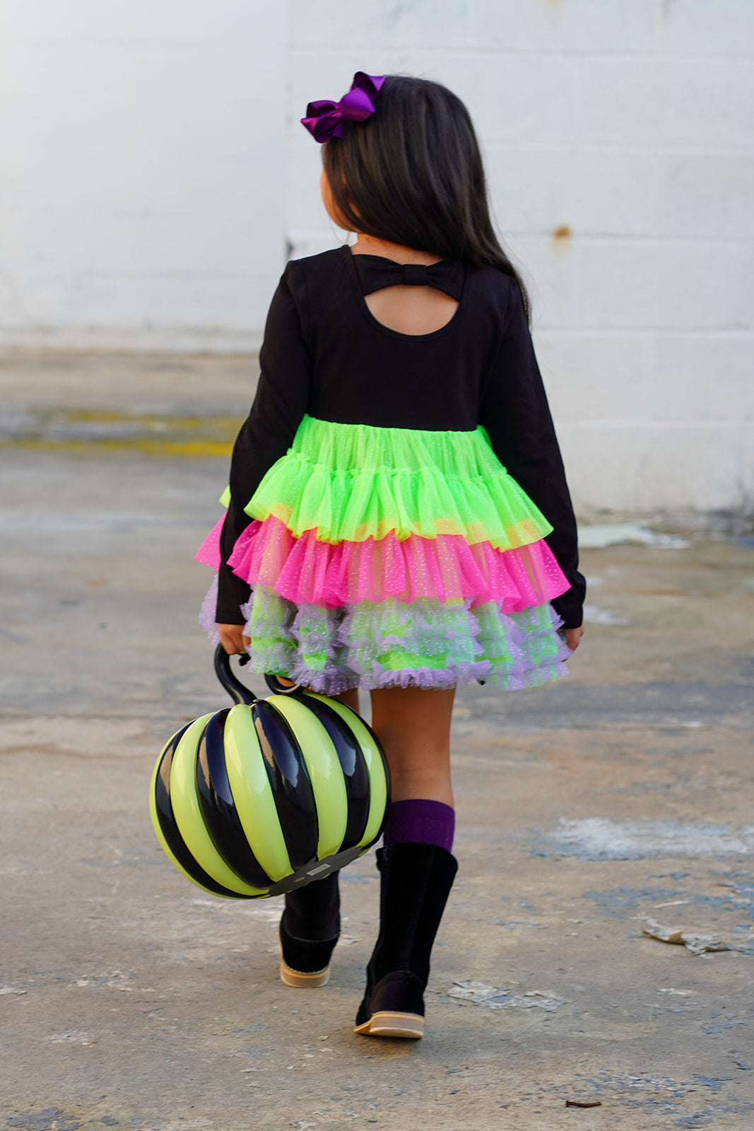 Neon Bones Ruffle Dress Set