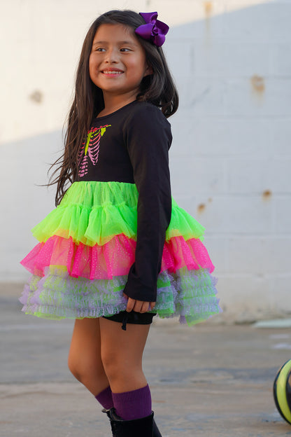 Neon Bones Ruffle Dress Set