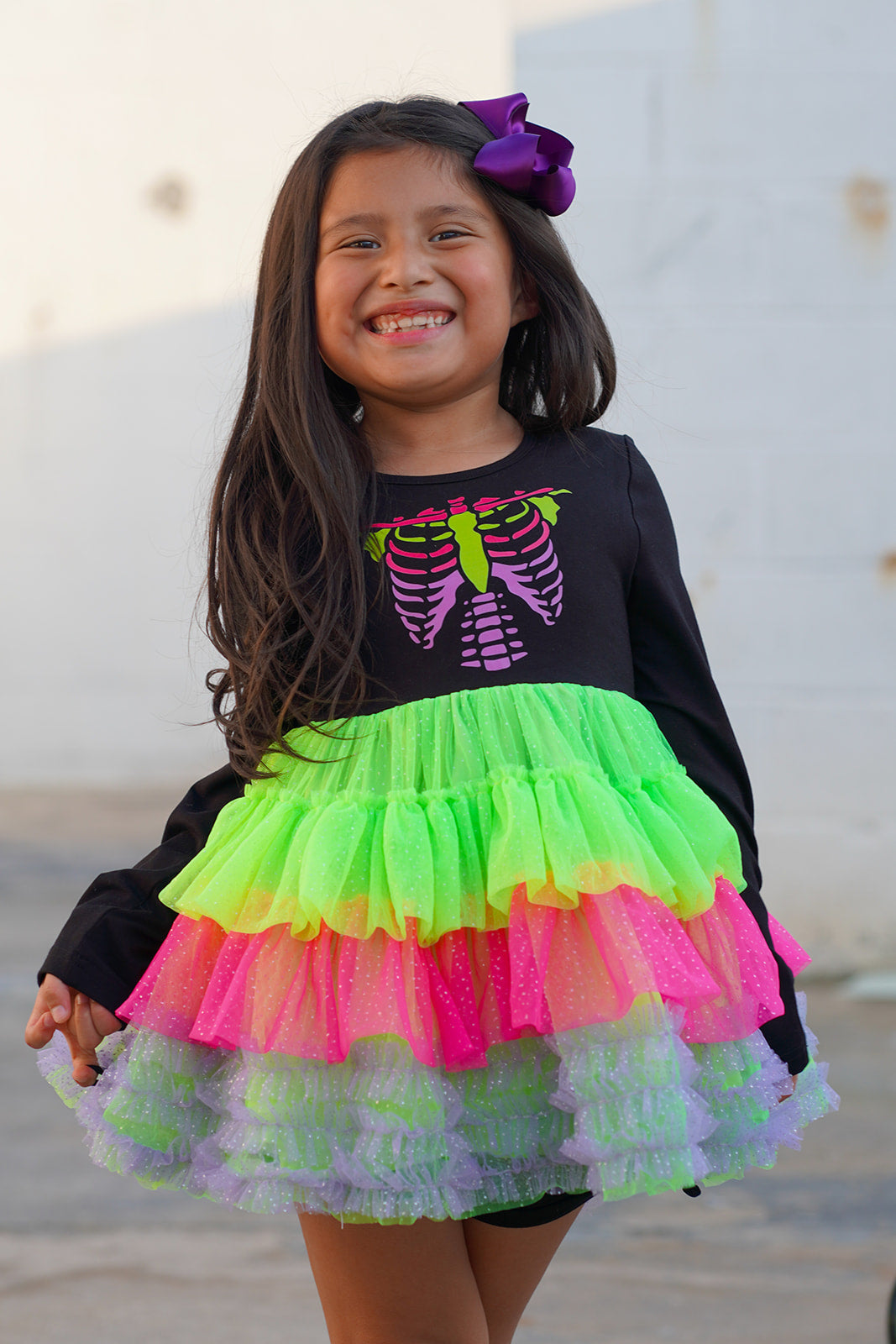 Neon Bones Ruffle Dress Set