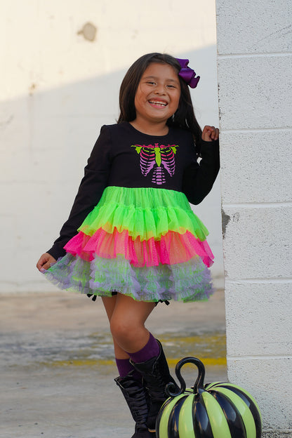 Neon Bones Ruffle Dress Set