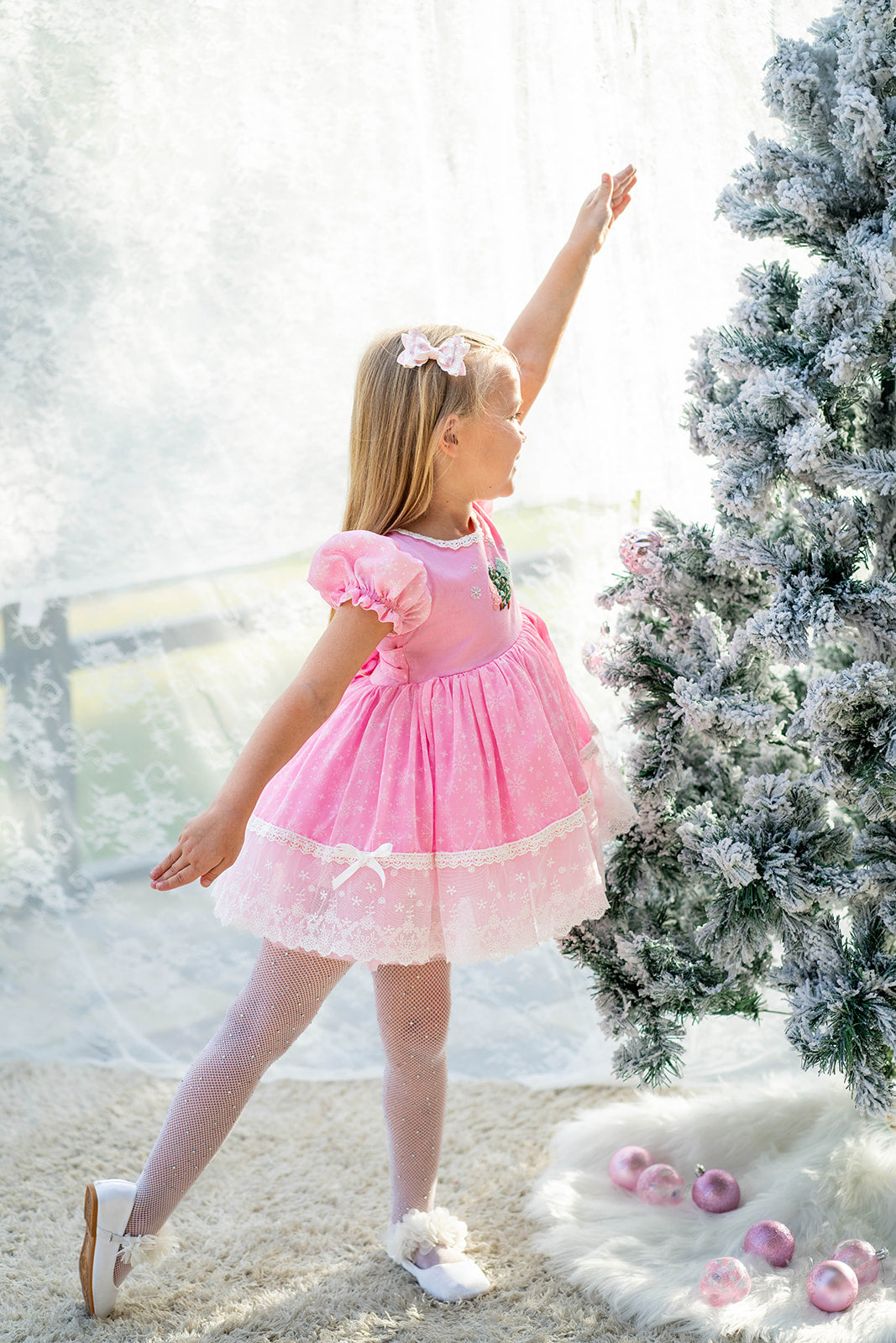 Girls pink christmas dress best sale