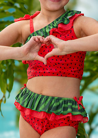 Double Ruffle Tankini Set - One in a Melon