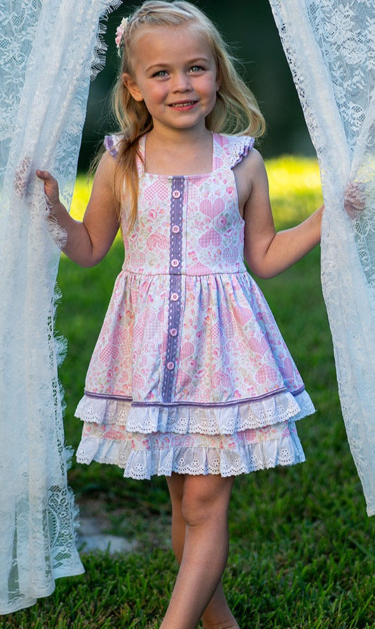 Quilted Hearts - Pinafore Dress Set