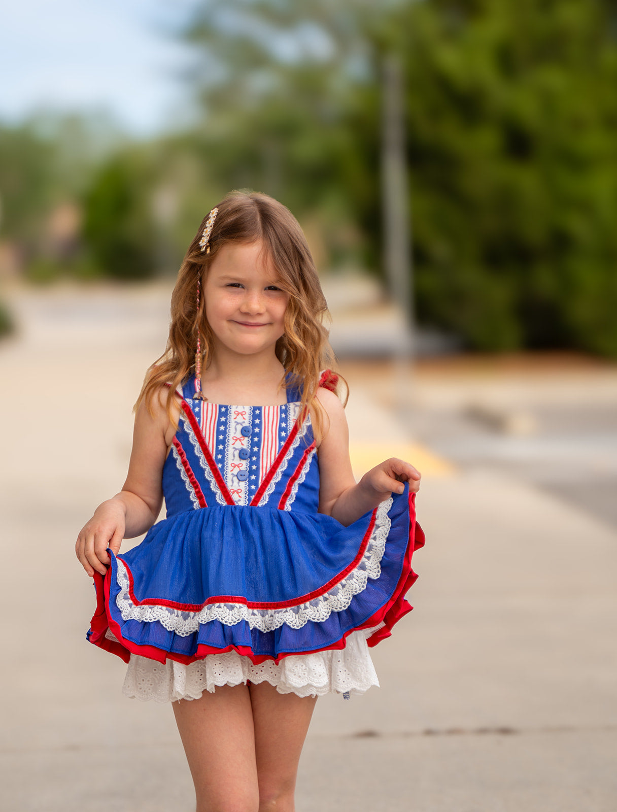 Evelyn Skirted Romper -  Little Miss Liberty