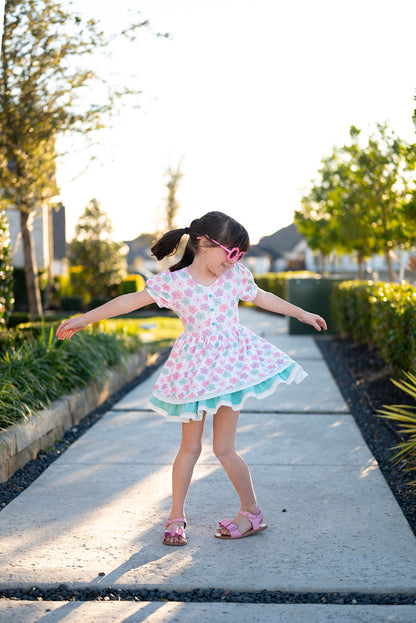 Luxe Ribbed Knit Twirl Dress - Pastel Petals