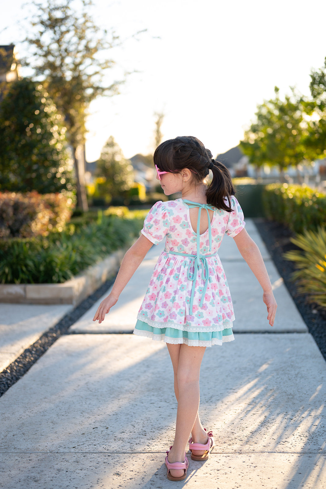 Luxe Ribbed Knit Twirl Dress - Pastel Petals