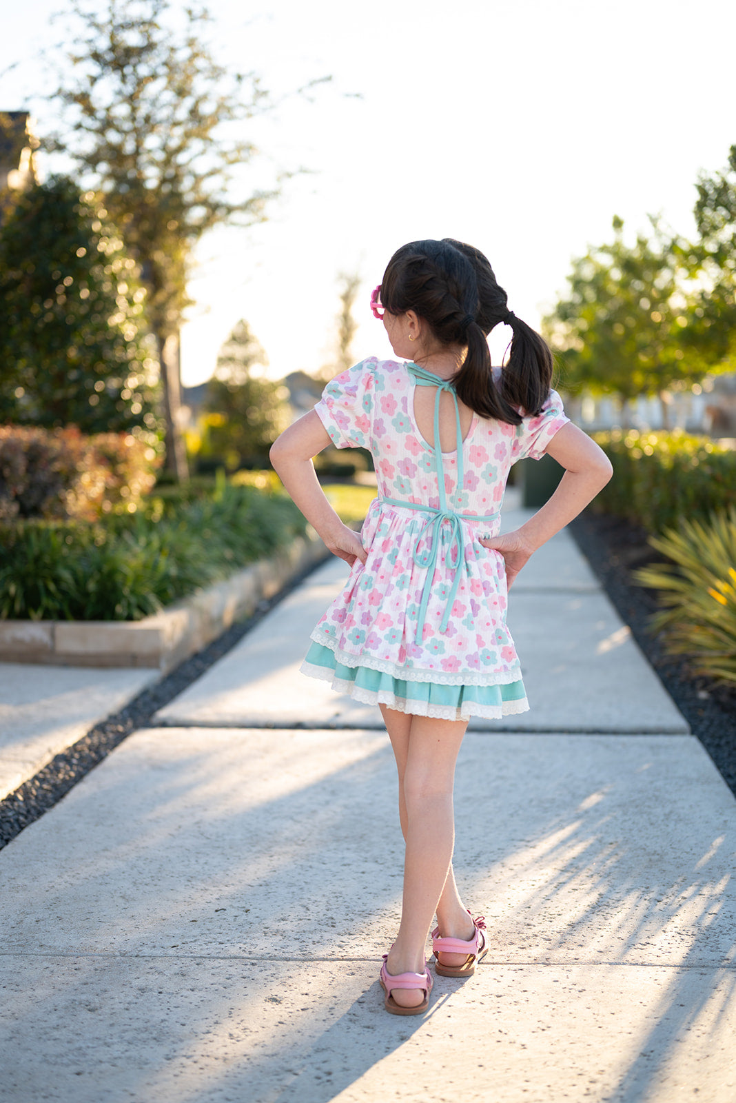 Luxe Ribbed Knit Twirl Dress - Pastel Petals