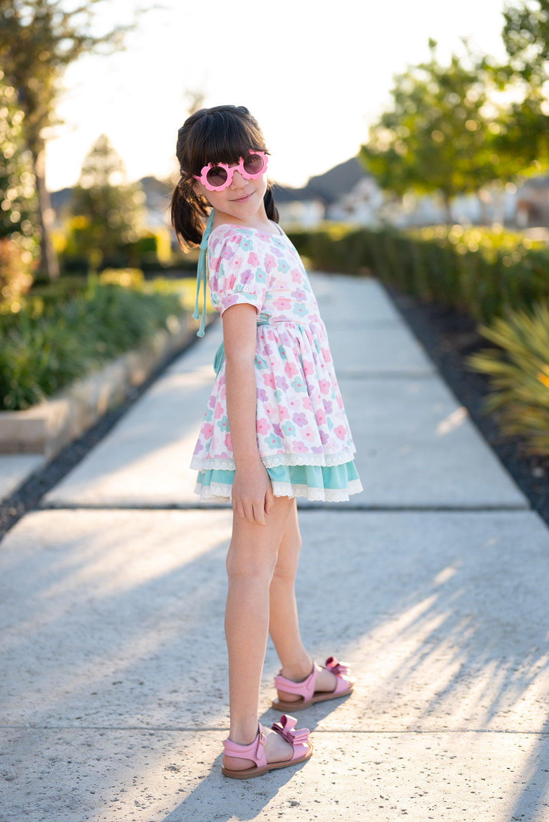 Luxe Ribbed Knit Twirl Dress - Pastel Petals