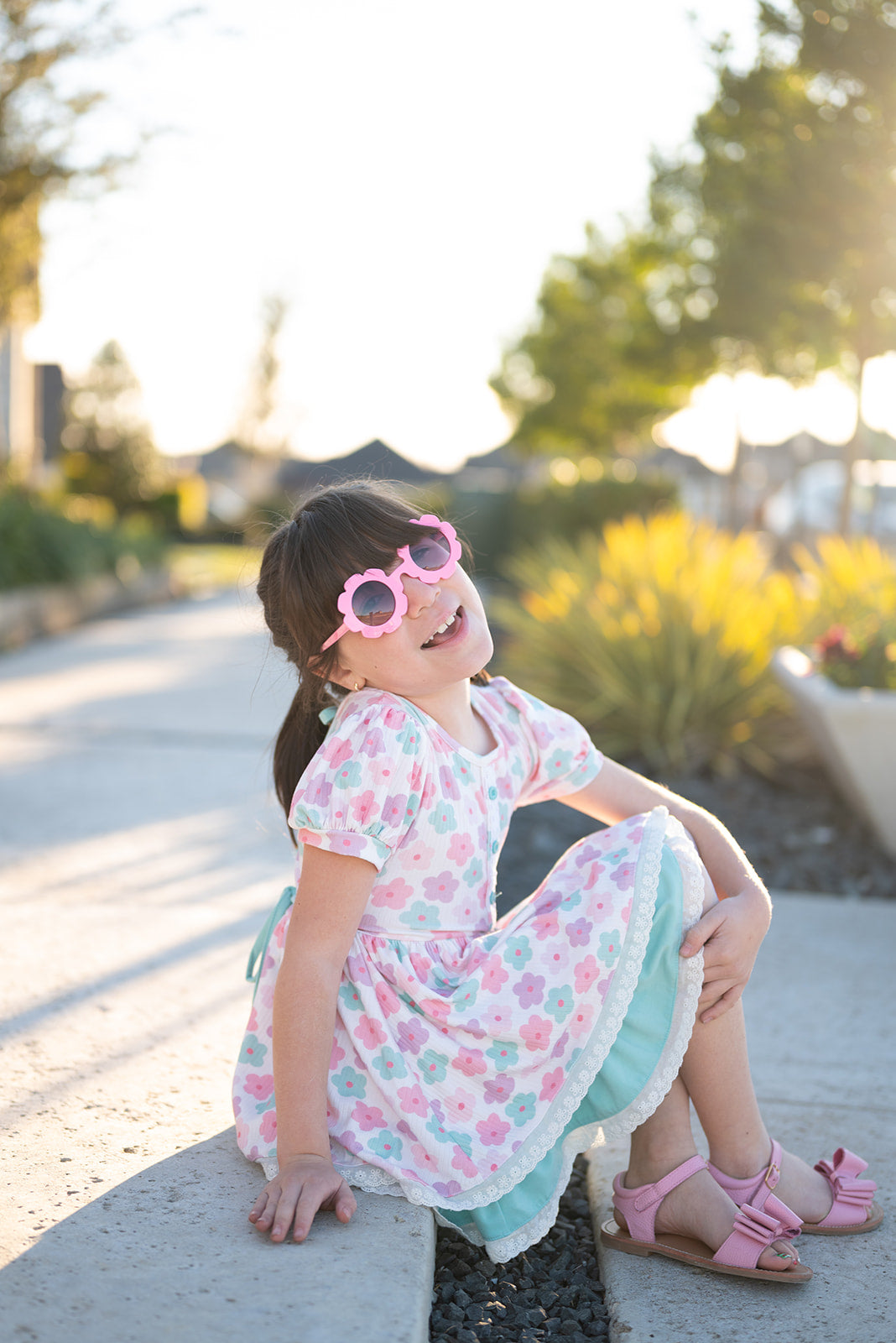 Luxe Ribbed Knit Twirl Dress - Pastel Petals