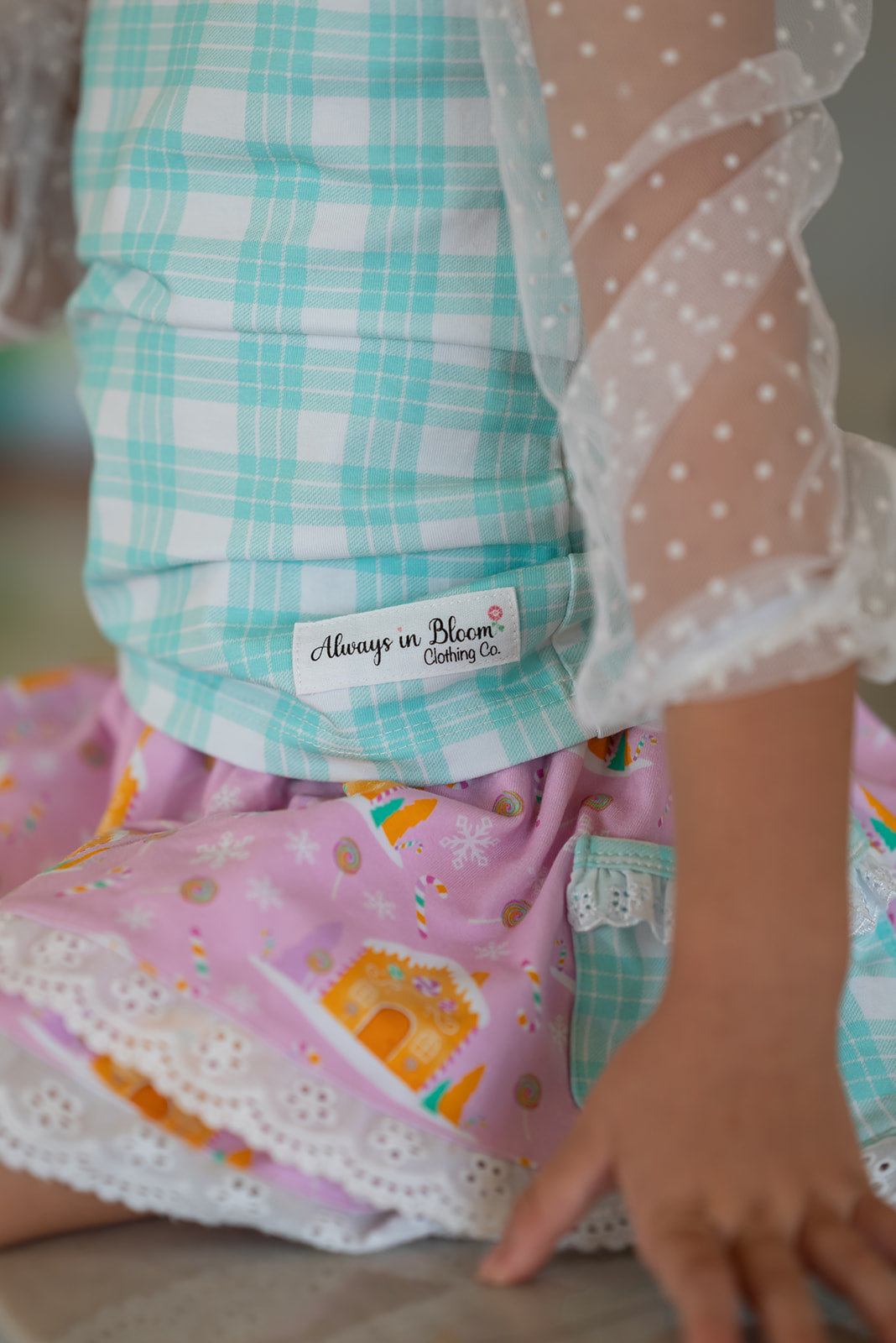 Green Plaid Ruffle Top