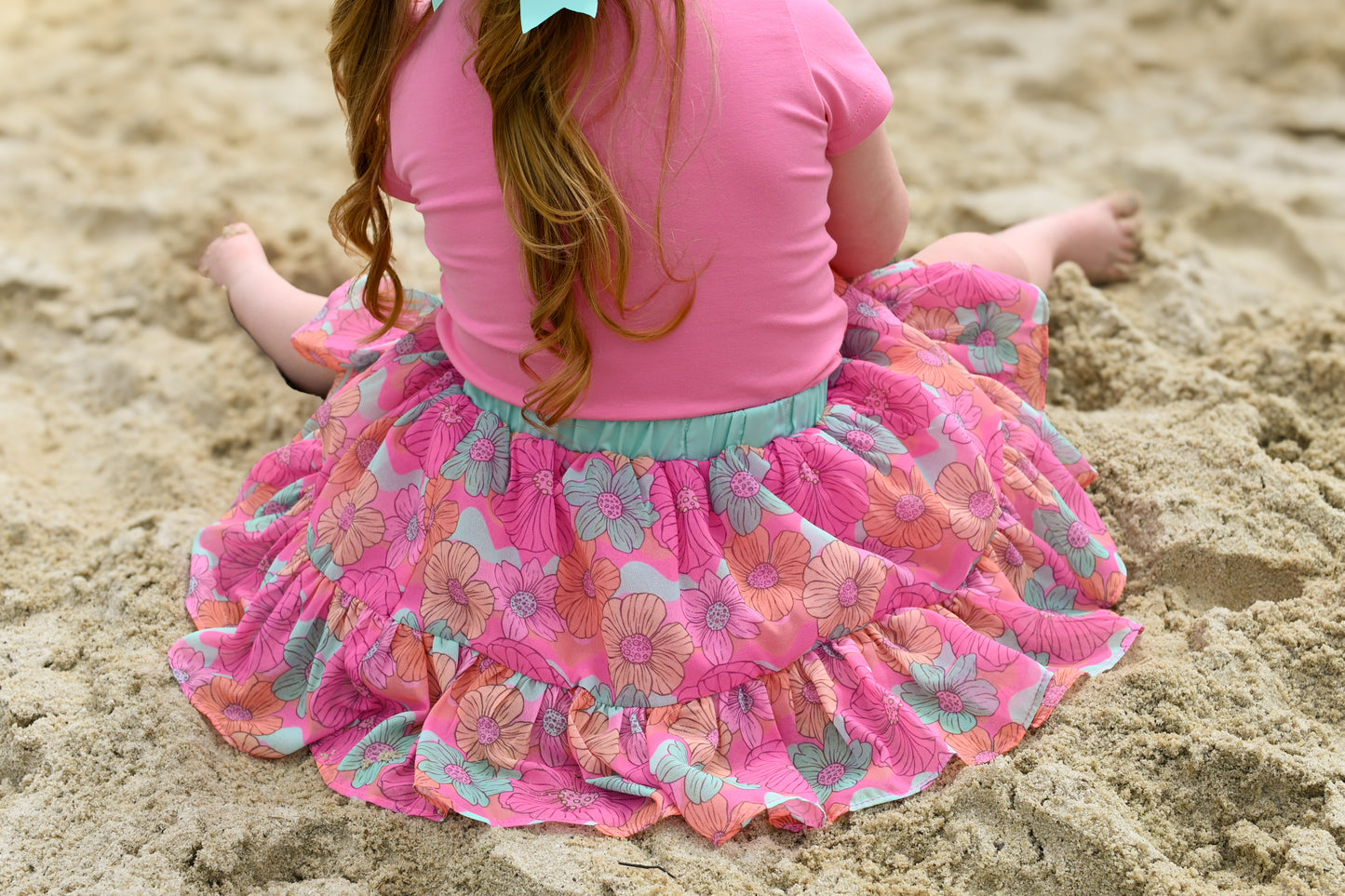 Summer Floral Chiffon Midi Skirt