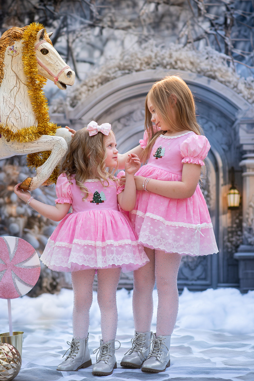 Dreaming of PINK Christmas Skirted Romper