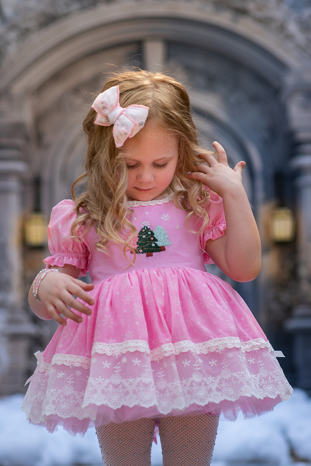 Dreaming of PINK Christmas Skirted Romper