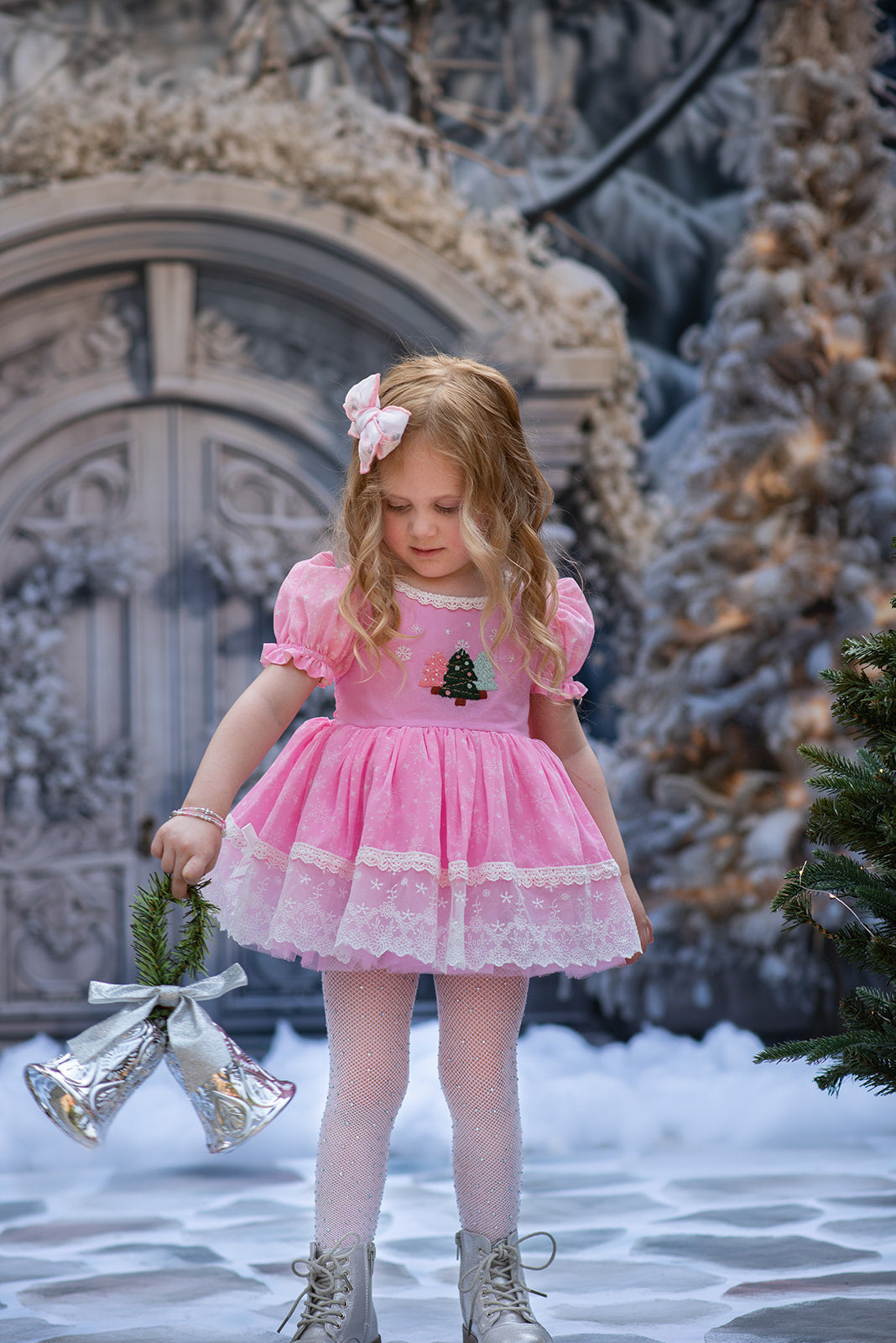 Dreaming of PINK Christmas Skirted Romper