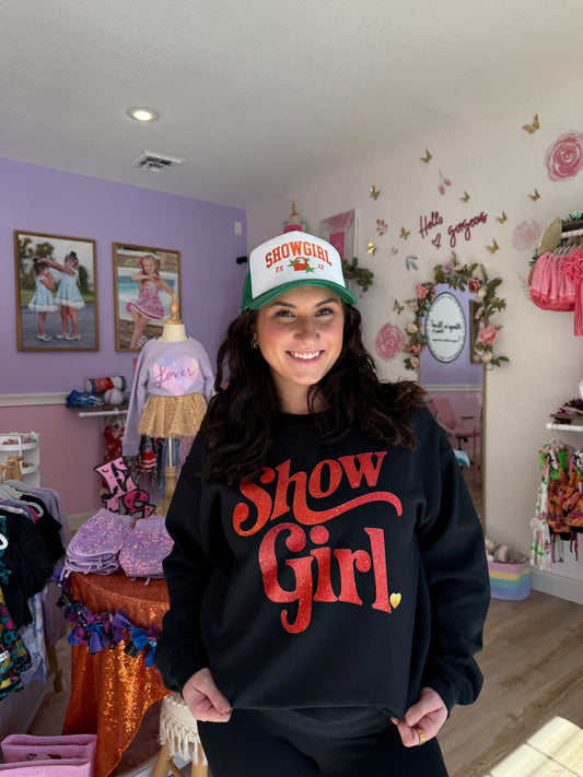 Faux Glitter Show Girl Black Tee or Sweatshirt