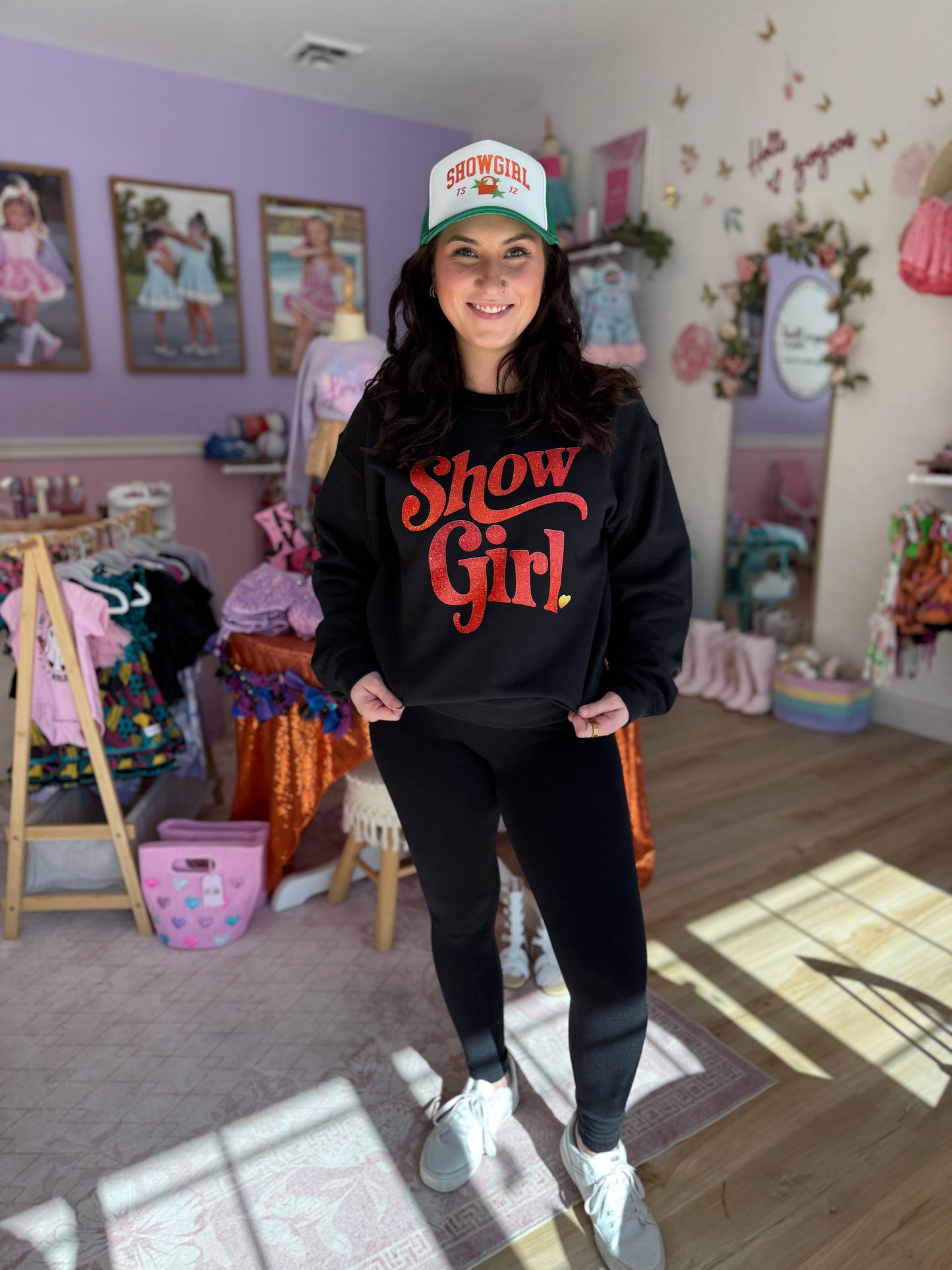 Faux Glitter Show Girl Black Tee or Sweatshirt