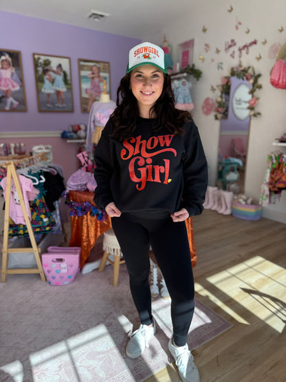 Faux Glitter Show Girl Black Tee or Sweatshirt