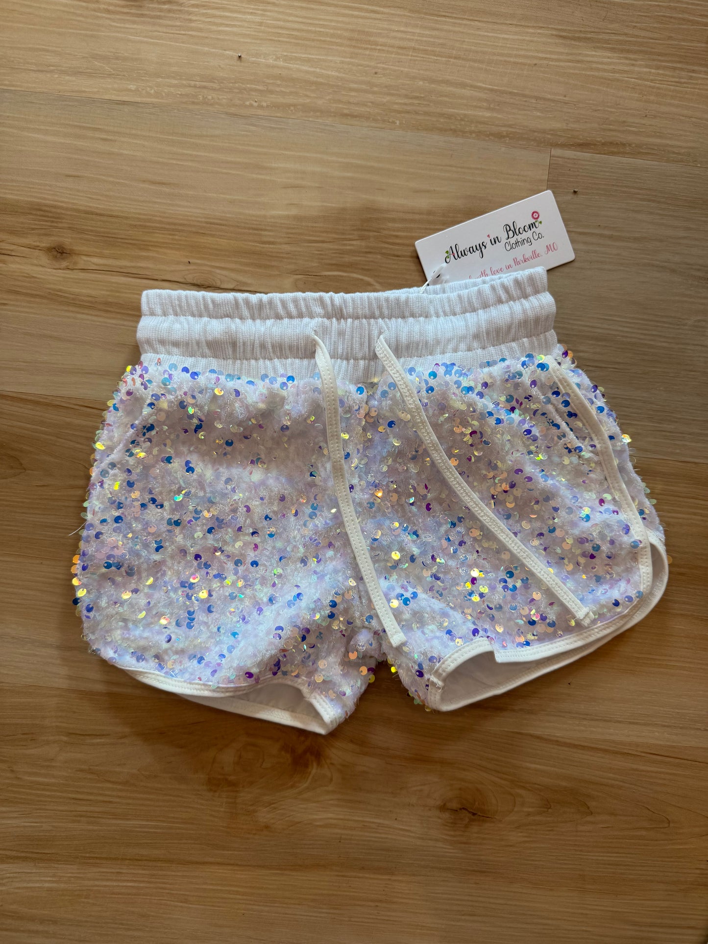 Luxe Velvet Sequin Shorties - Unicorn White