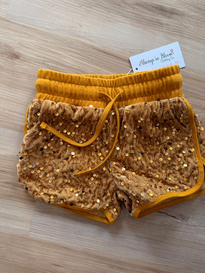 Luxe Velvet Sequin Shorties - Glistening Gold