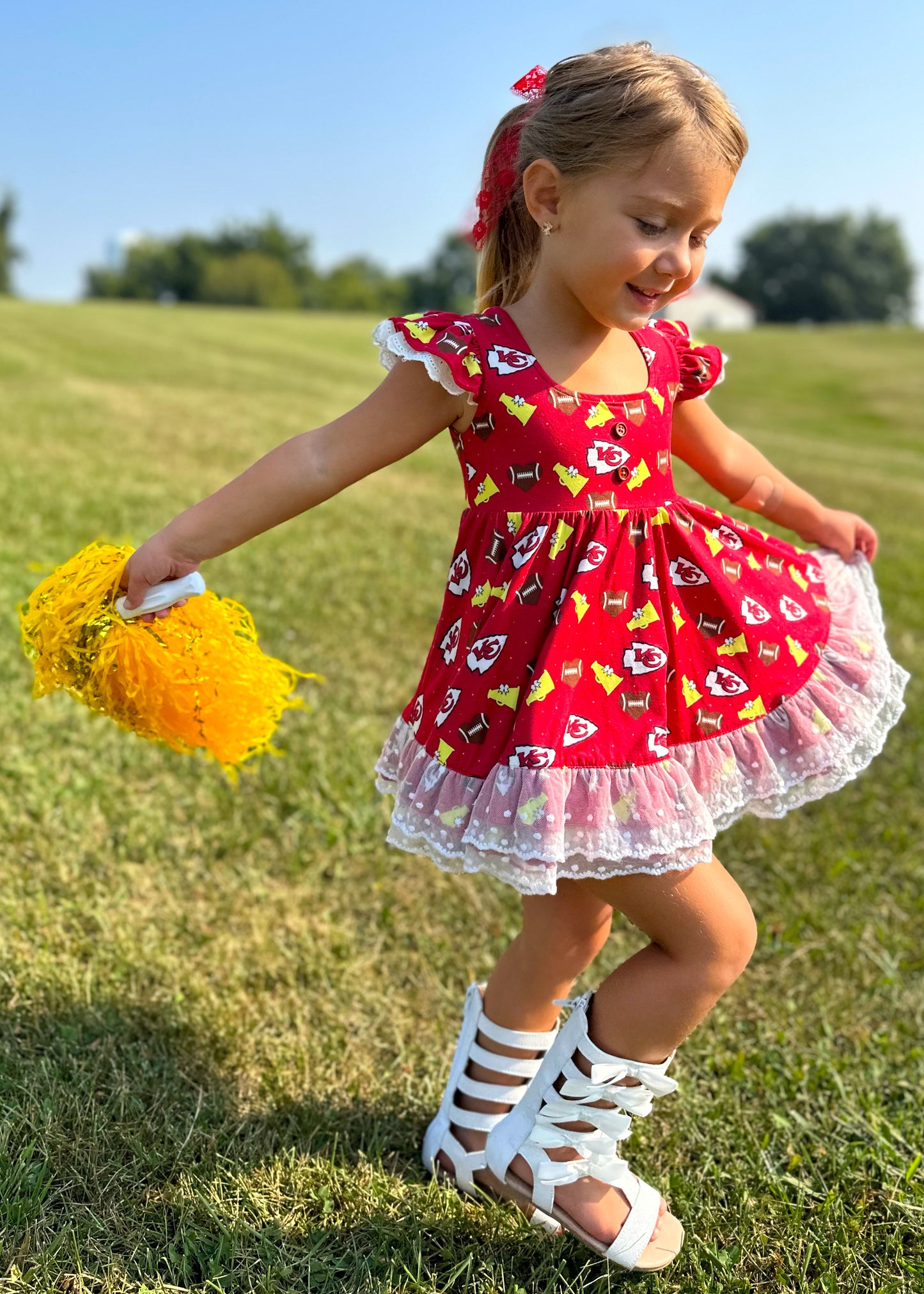 Kansas City Chiefs Girls Twirl Dress Set - Sizes 18M,2,3