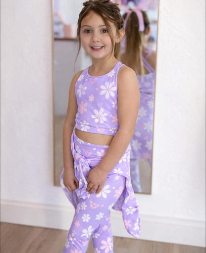 LuxeBloom Legging - Purple Daisies
