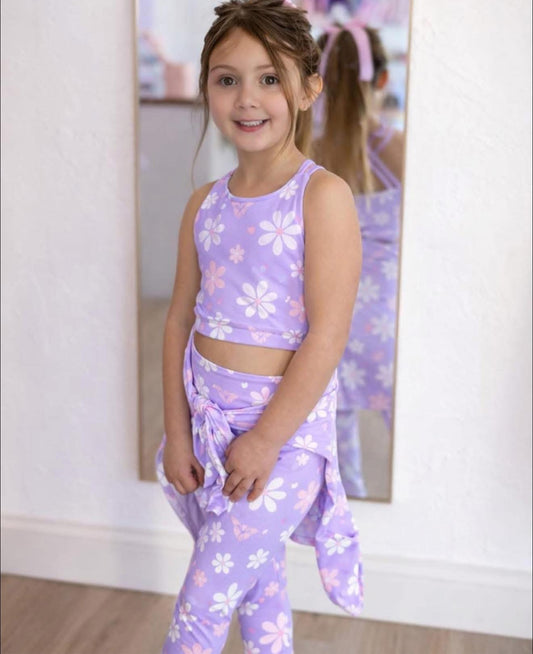 LuxeBloom Longline Tank - Purple Daisies